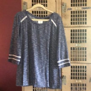 Lane Bryant navy stripe blouse size 14